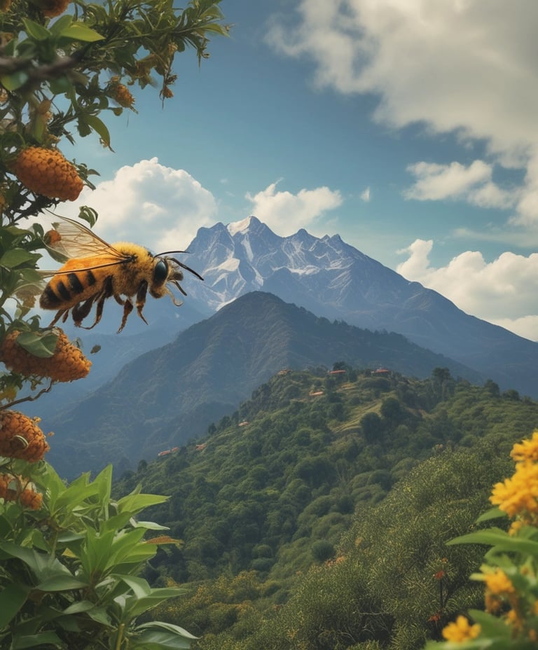 mountain in nilgiris green pure forest honey bee  green coor