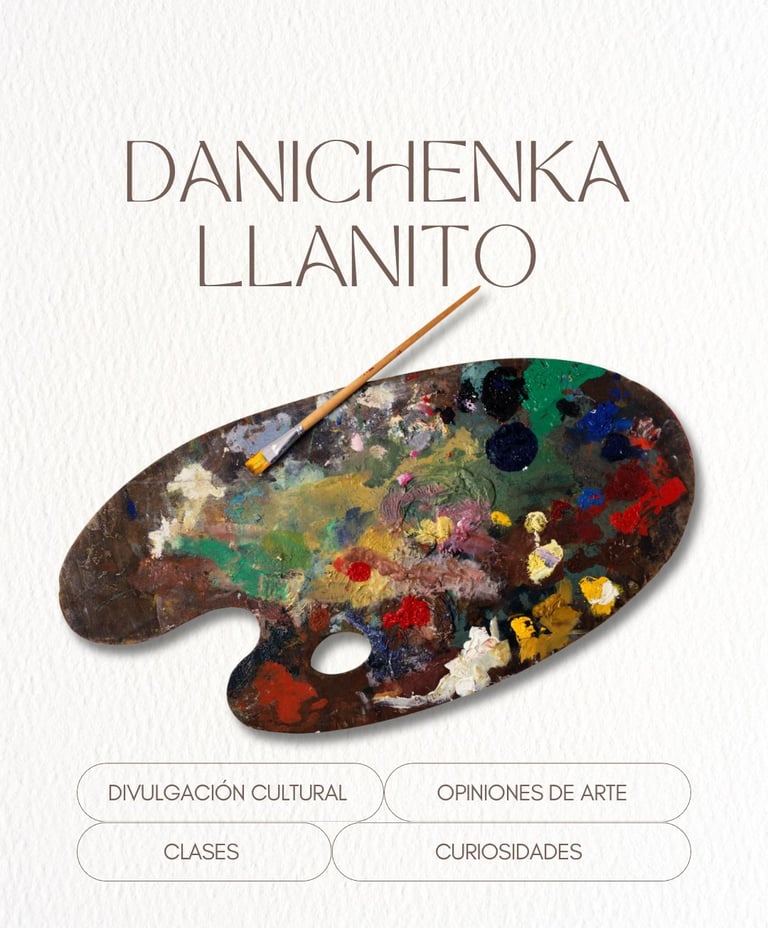 A wooden painter's palette with colorful oil paints and a brush under the name Danichenka Llanito.