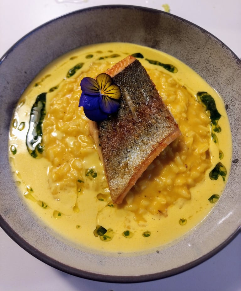 truite grillée, risotto au butternut