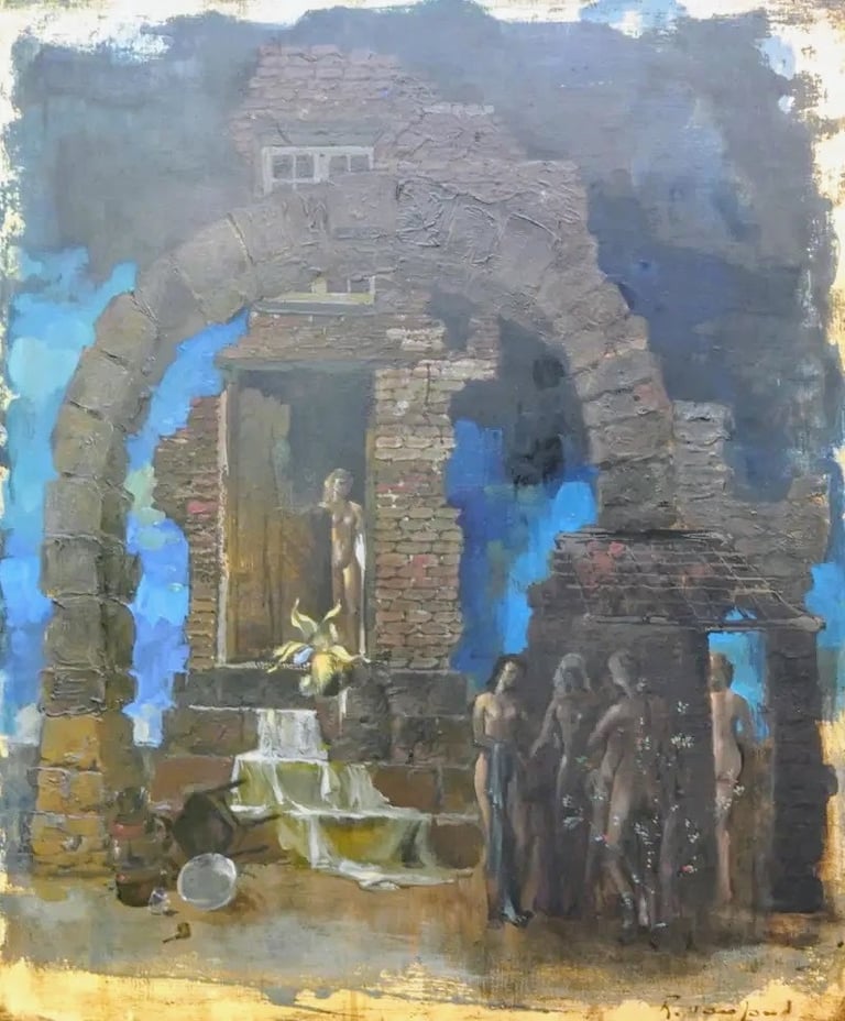 Tableau de René Hansoul "Femmes sous l'arche"