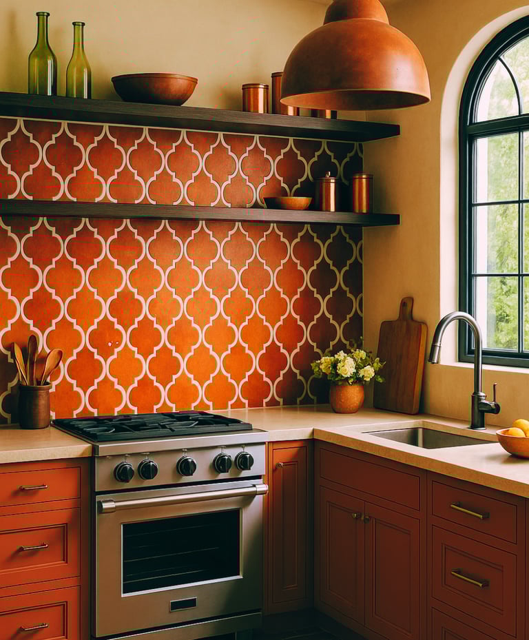 Desert Clay Chevron Tile Backsplash