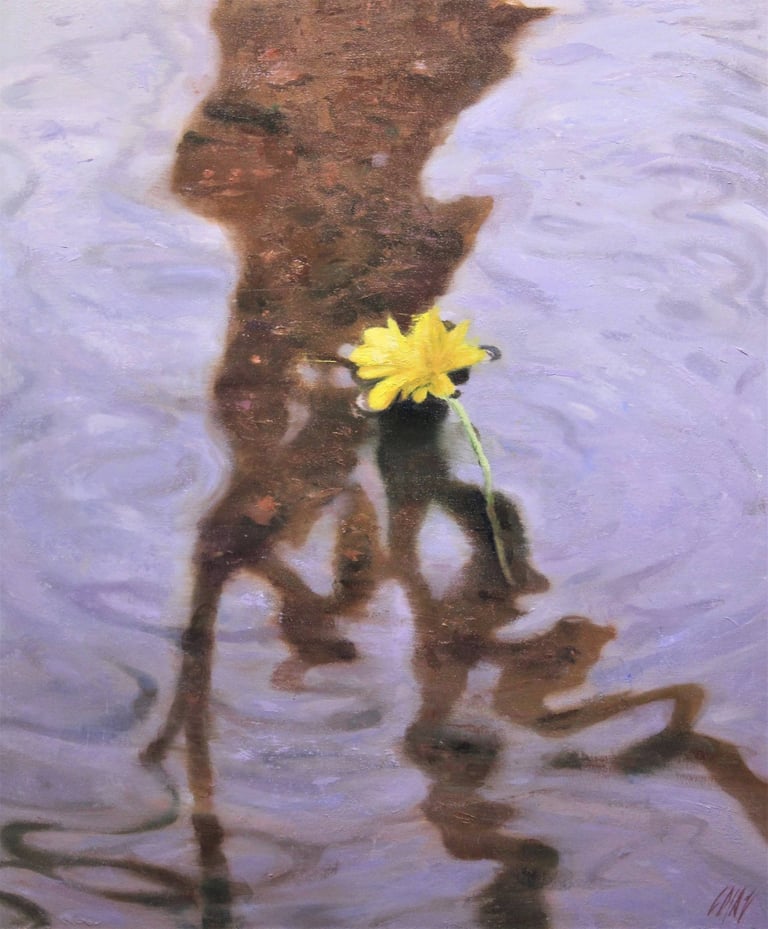 YELLOW FLOWER FLOATING 55 X 46