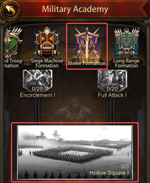 Evony Hollow Square I in Military Academy