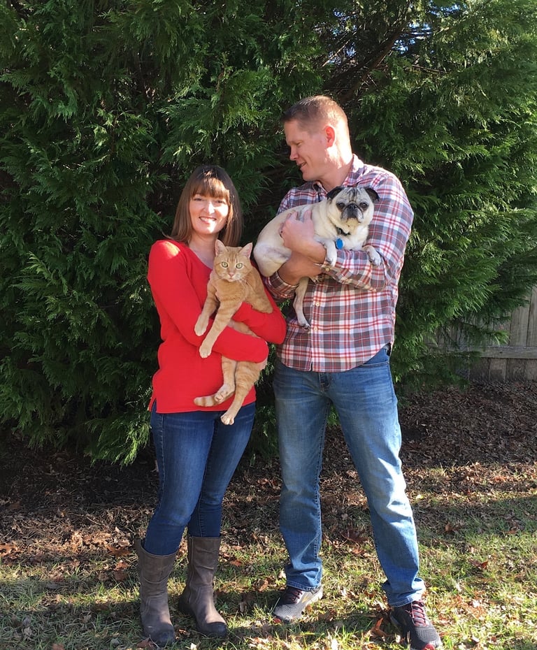 family photo with beloved pets