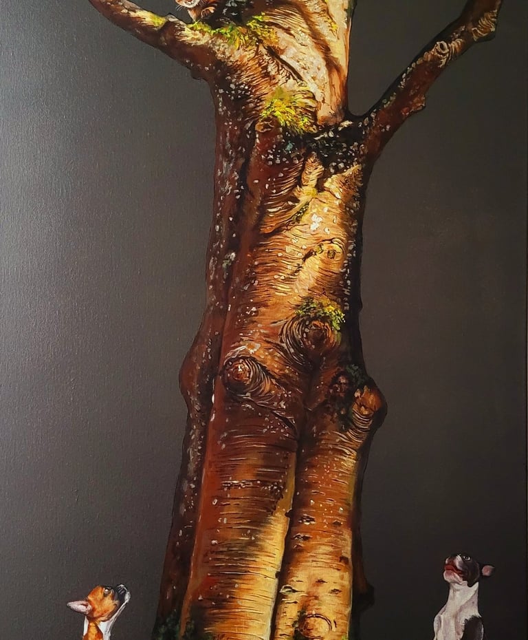 Álvaro Fernández Sáez Hunde Baum Katze Jagd