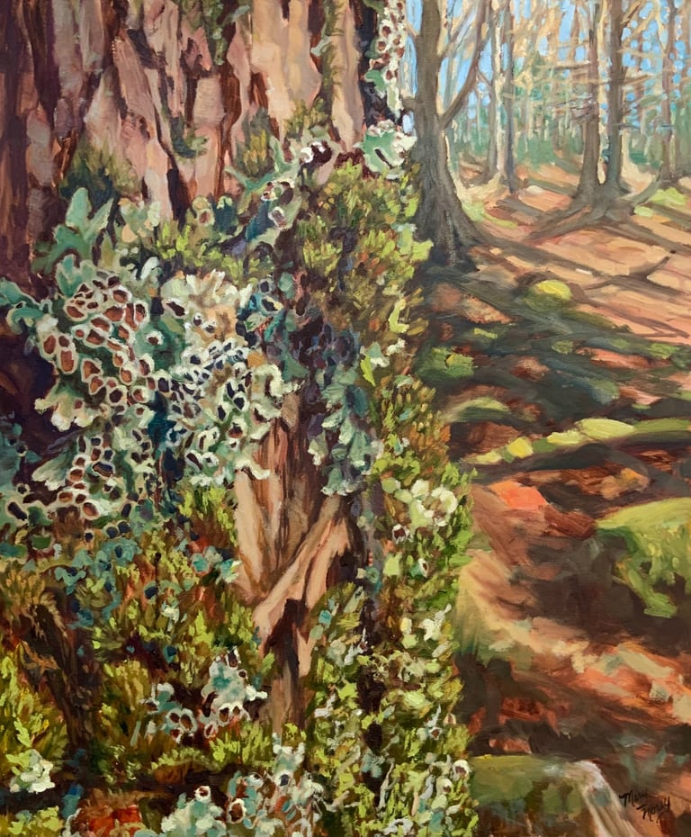 LICHEN AND MOSS - Painting by Mary Morey