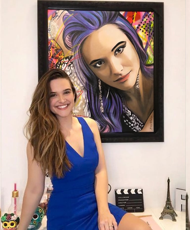 Rosto de uma moça em estilo Pop-Art. Juliana Paiva