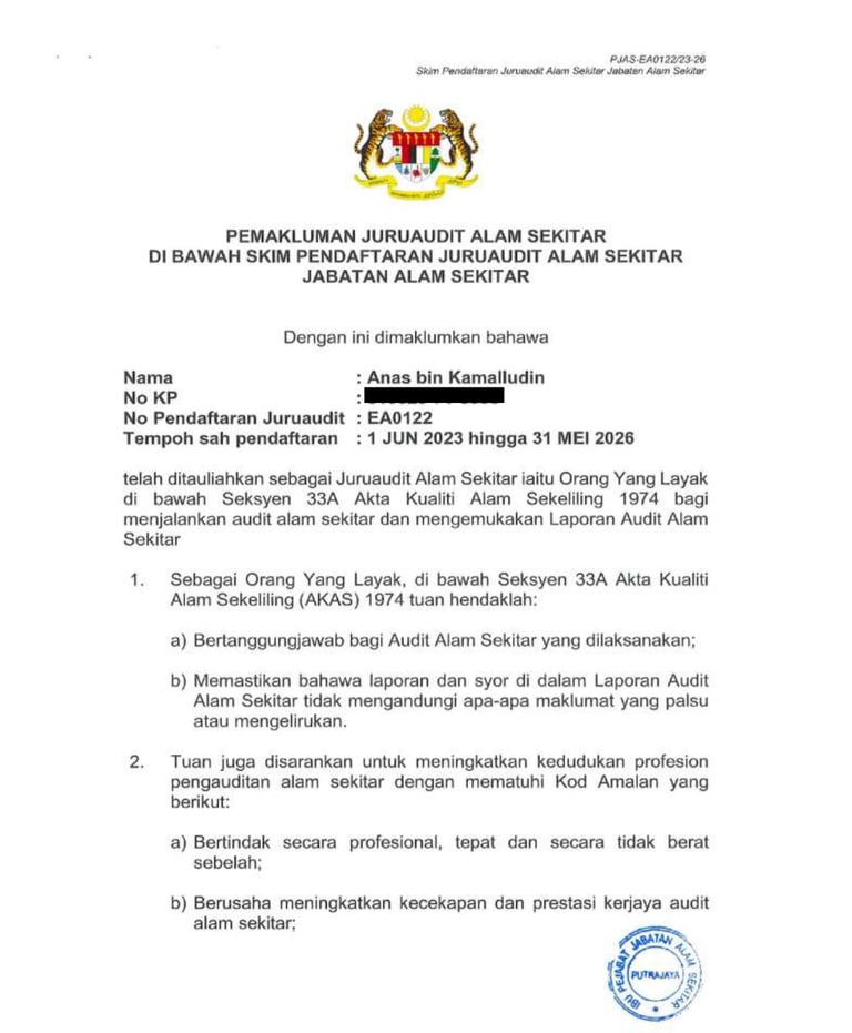 Auditor Certificate