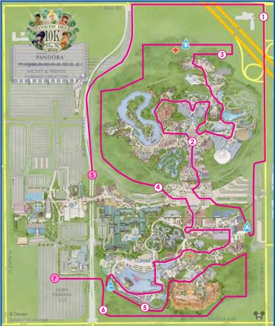 2015 runDisney Tinker Bell 10K Course Map