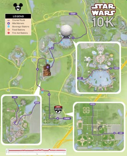 2016 runDisney Star Wars The Dark Side 10K Course Map