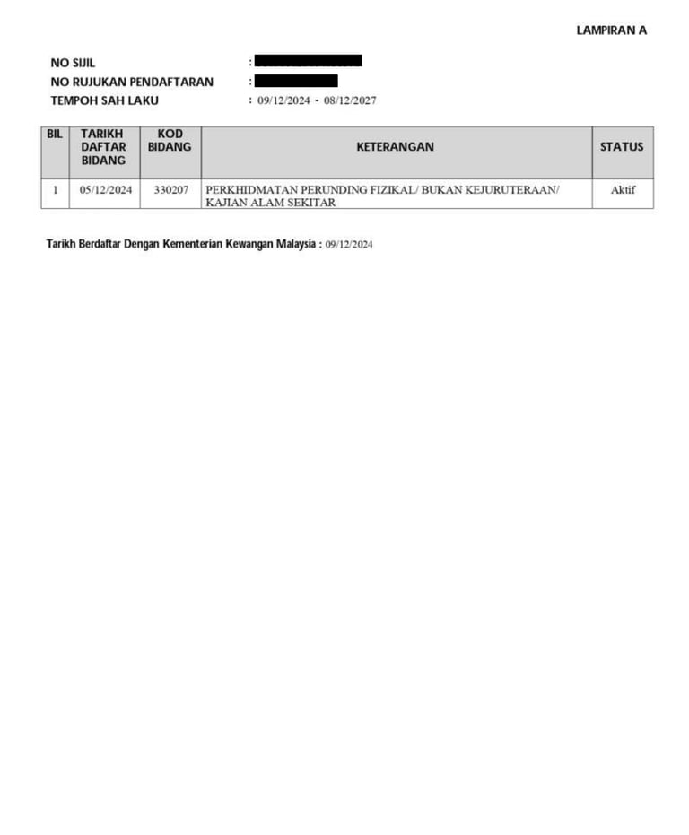 MOF Registration Certificate