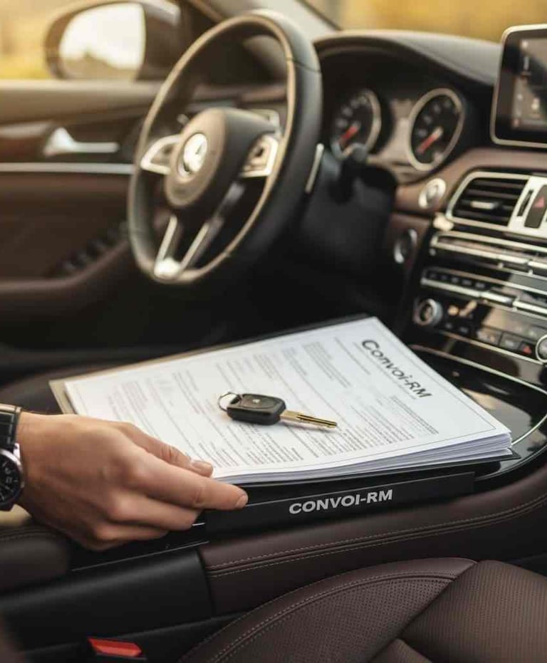 Gros plan sur une clé d'une voiture de luxe après une livraison réussie à Toulouse par Convoi-RM