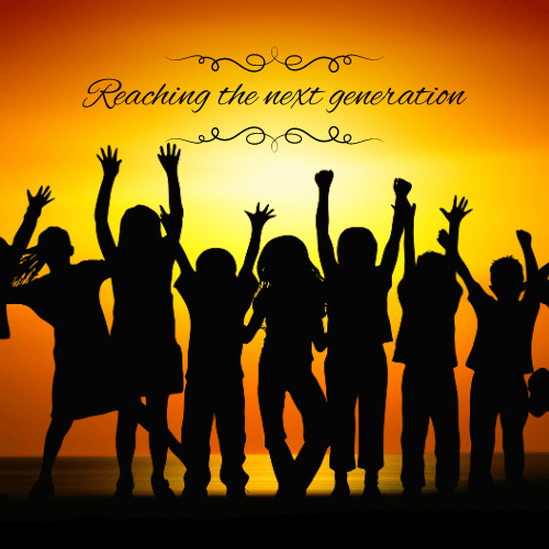 Silhouette of children celebrating - Reaching the next generation