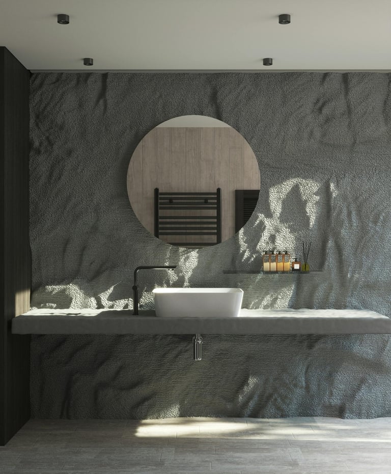 A Modern bathroom using ceramics