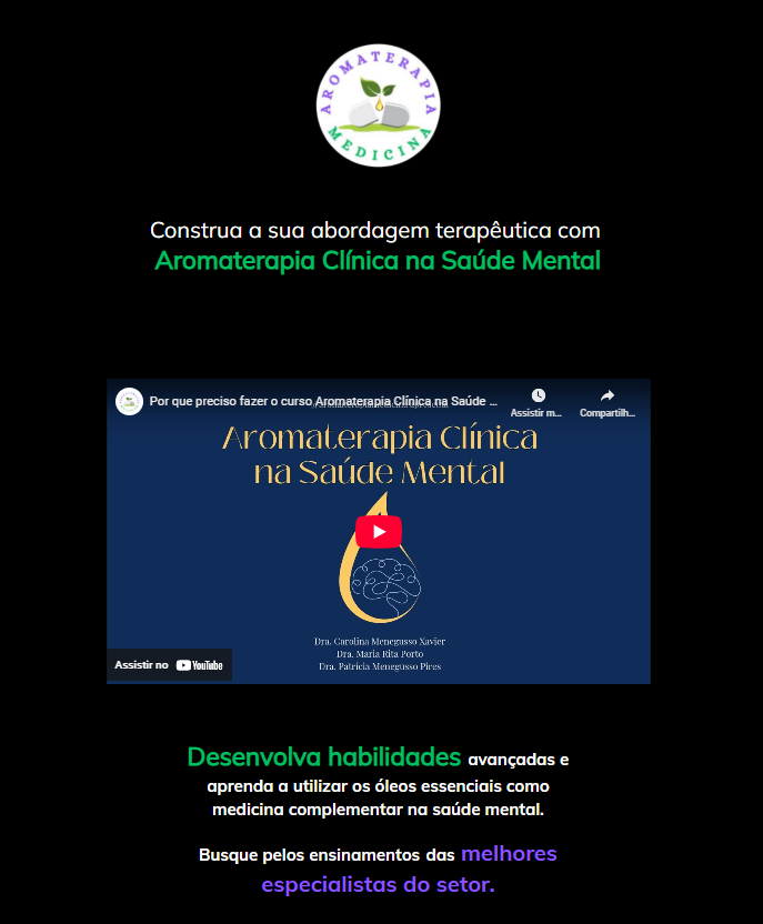 Landing Page curso online Aromaterapia Clínica na Saúde Mental
