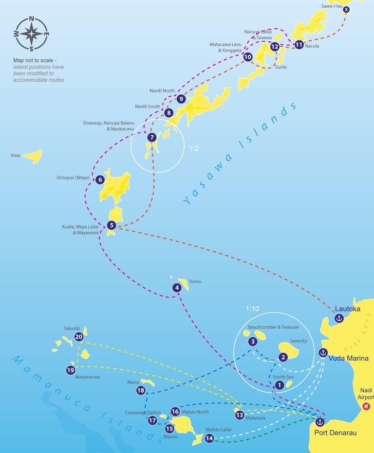 Las líneas de ferry de las Mamanuca y Yasawa