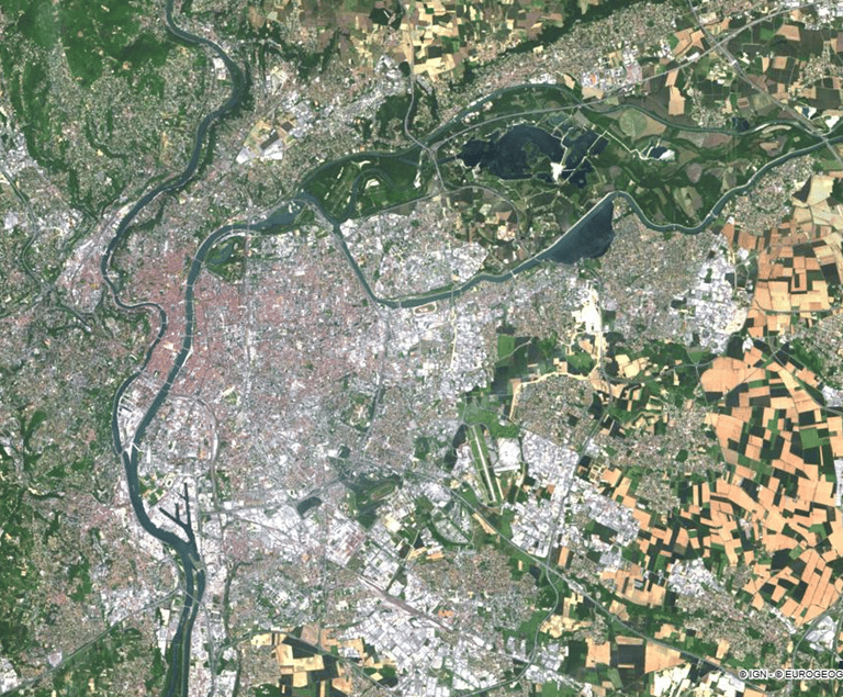 Photo aérienne de la ville de Lyon et ses environs