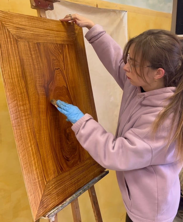 Faux bois imitation noyer - peinture à l'huile
