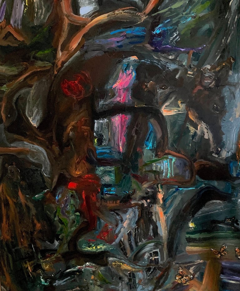expressive painting showing a jungle