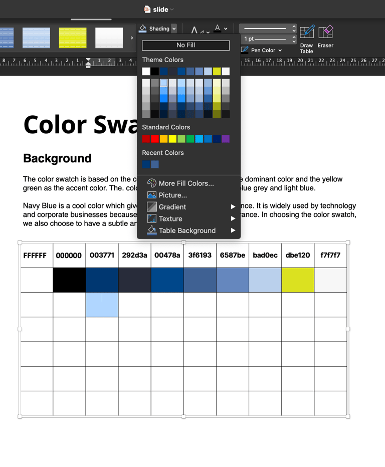 PowerPoint Color Swatch Gradients