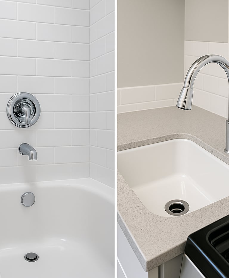 Updated bathroom after refinishing and restoration