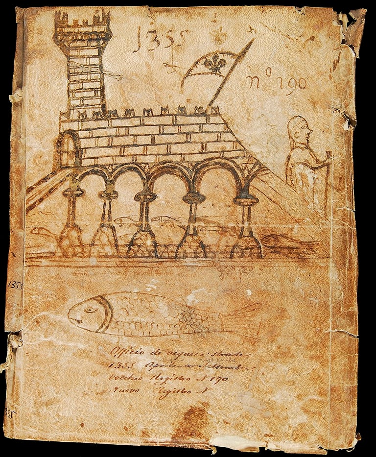 Cover of one of the registers from the Fango Office from 1355.
