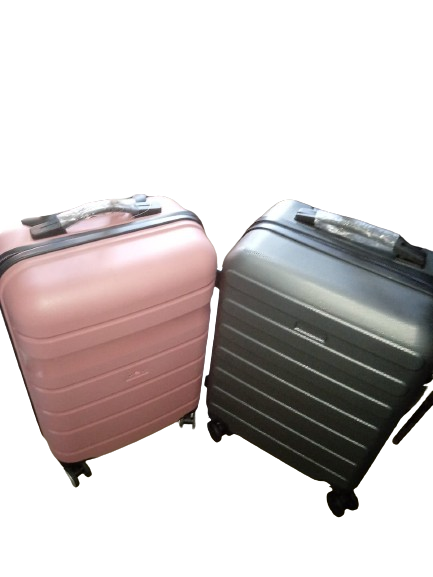 two trolley bags in pink and black color