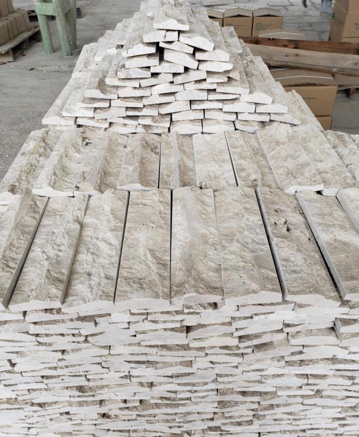 pedra travertino rockface em palete direto da fábrica melhor preço, para parede interna e externa