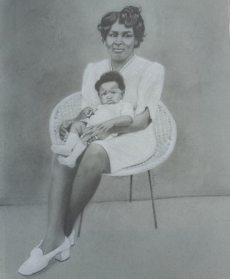 a woman sitting in a chair with a baby