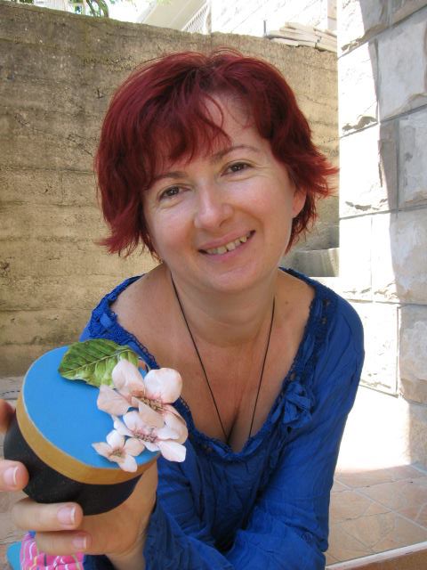 Milena, the owner while living in Dubrovnik, with her craft box