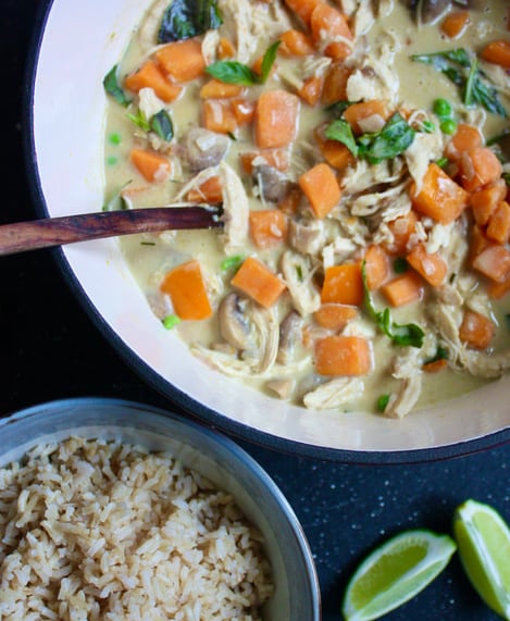 sweet potato and chicken curry with brown rice