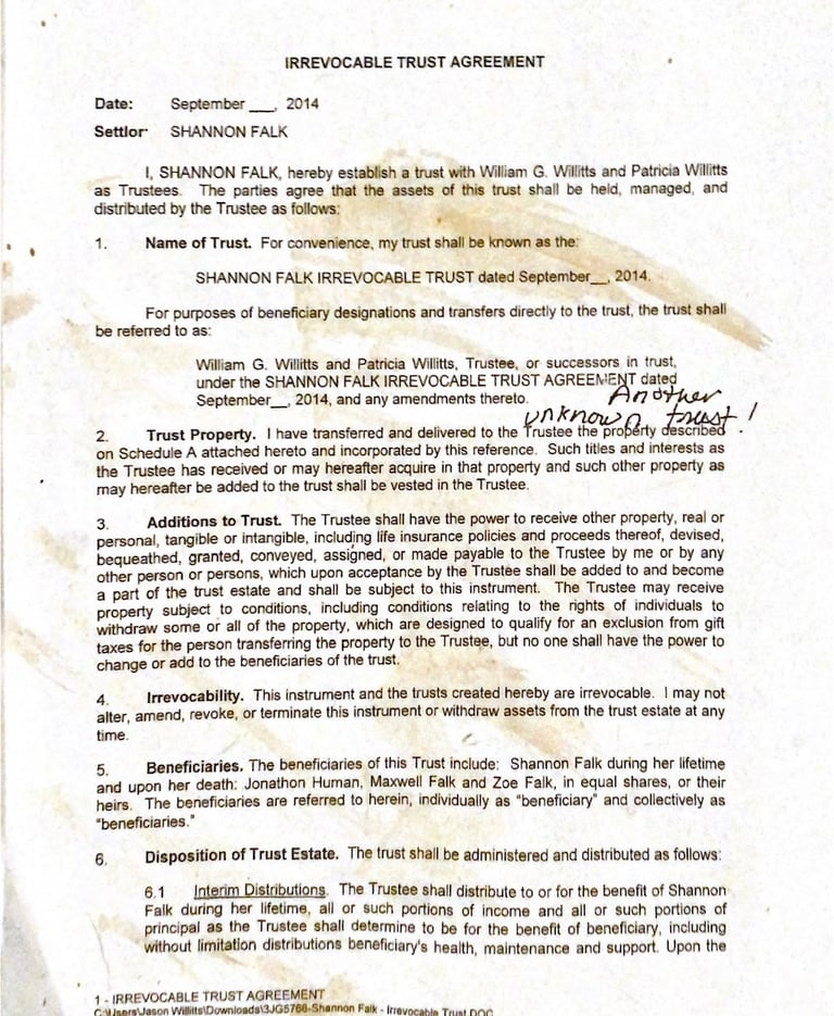 Nice Father Bill Wllitts Forging Shannon Falk Trusts in 2014