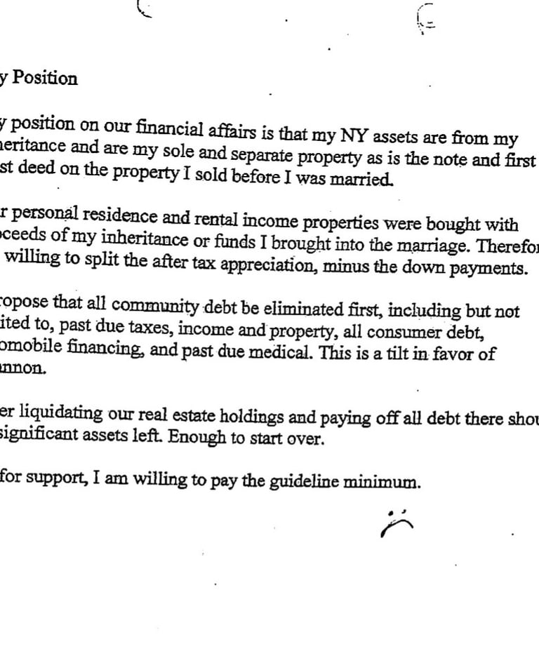 Michael Falk's 2006 Position of Falk community property