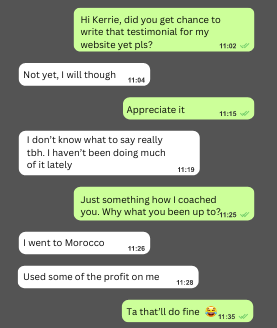 client whatsapp message morocco holiday