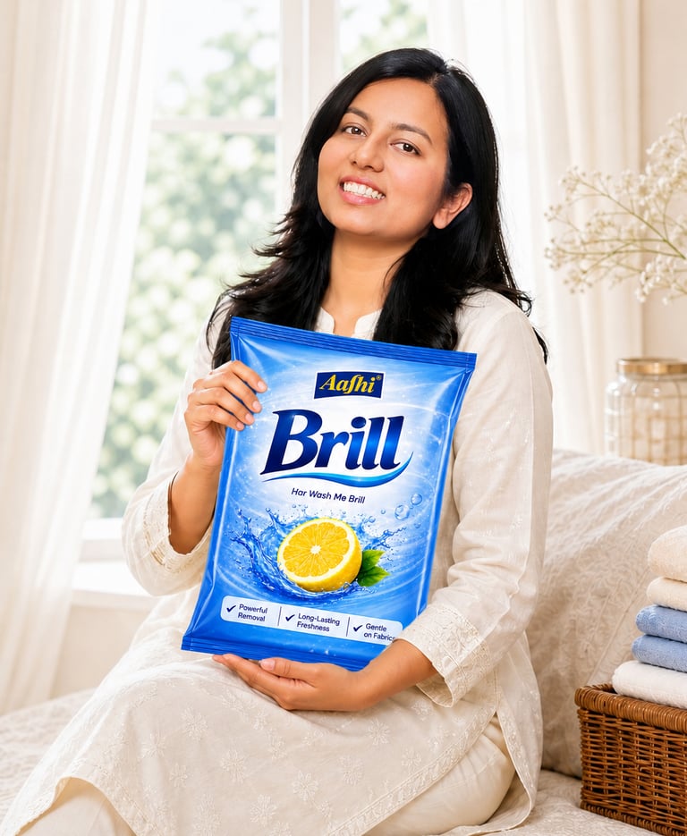 Brill detergent powder for powerful stain removal and everyday laundry