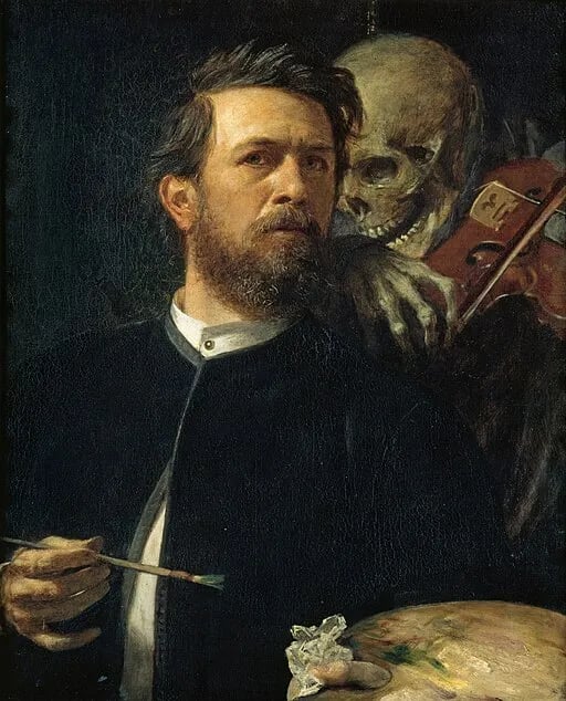 Self-Portrait with Death Playing the Fiddle 1872 by Arnold Böcklin - Merken Magazine