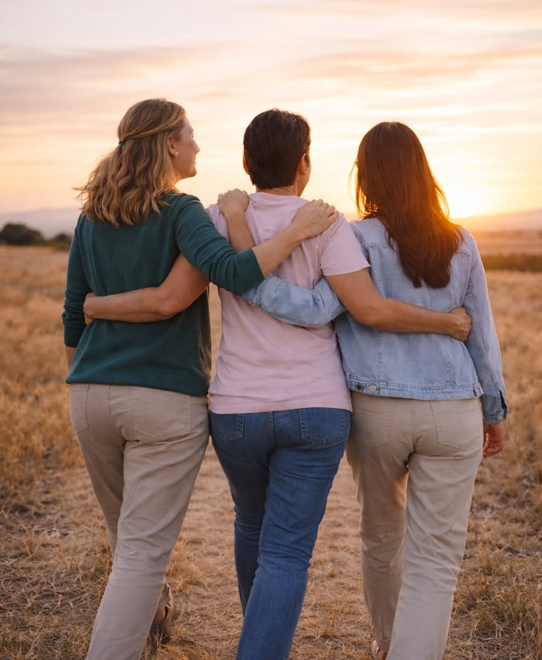 Femmes se soutenant dans un cercle de parole