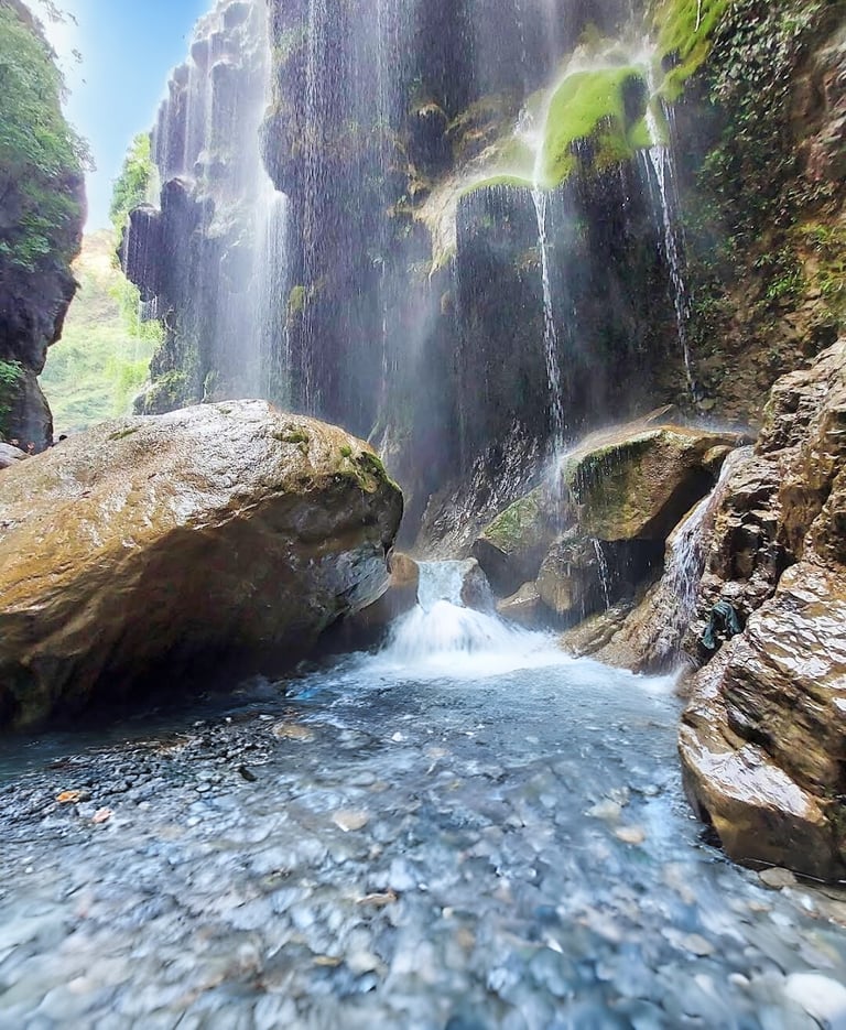 Beautiful view of umbrella waterfall Pakistan 