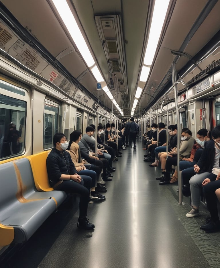 Clean modern Tokyo subway station platform with trains and orderly passengers