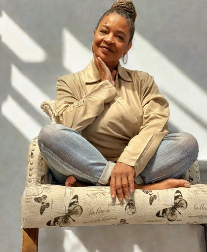 Vicky Watts in a chair