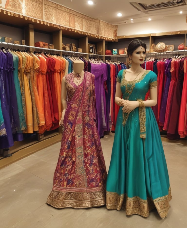 A vibrant display of various clothing categories.