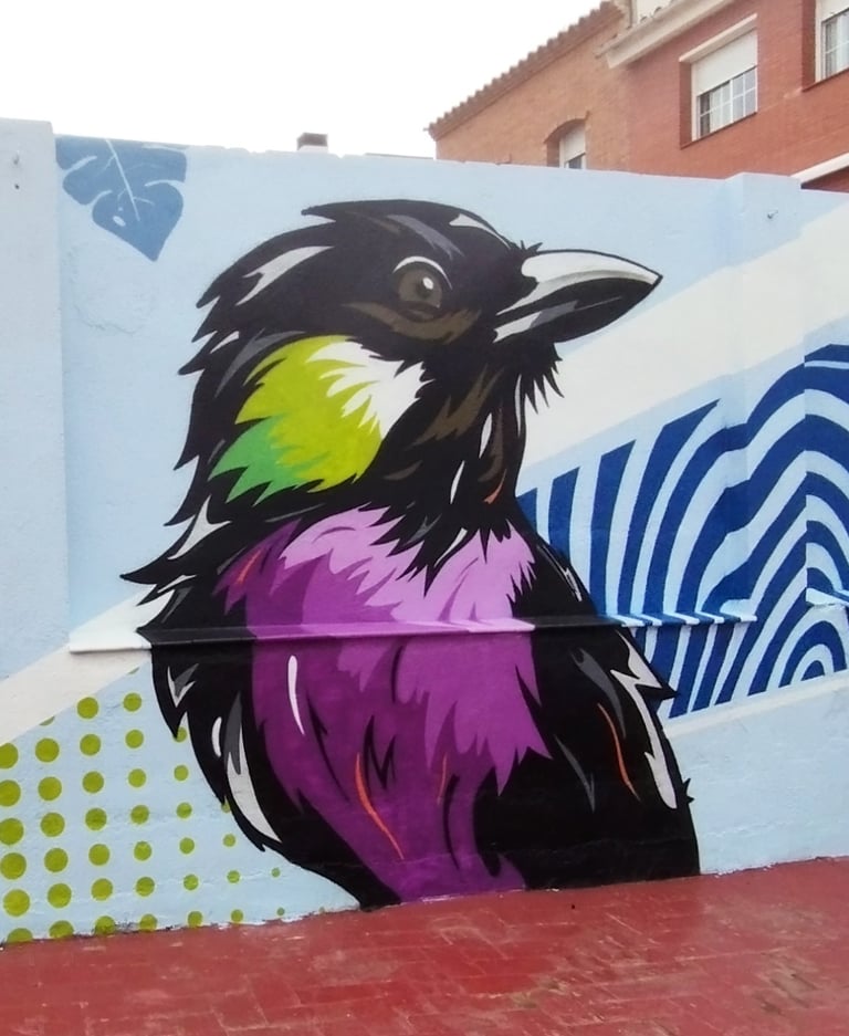 graffiti mural escuela pájaros abstracto colores