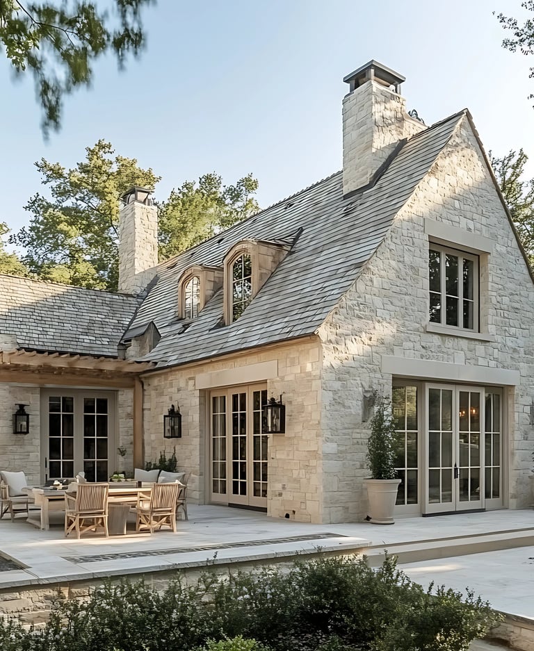 a house with a large patio area and a patio area