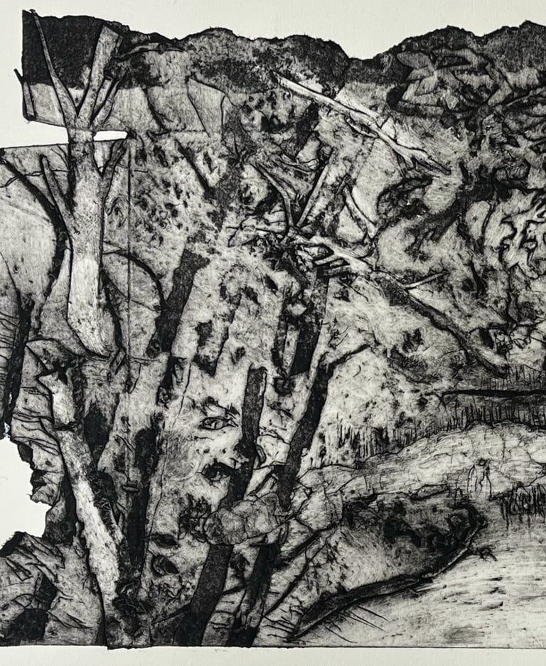 Collagraph - detail from Kings Cross study