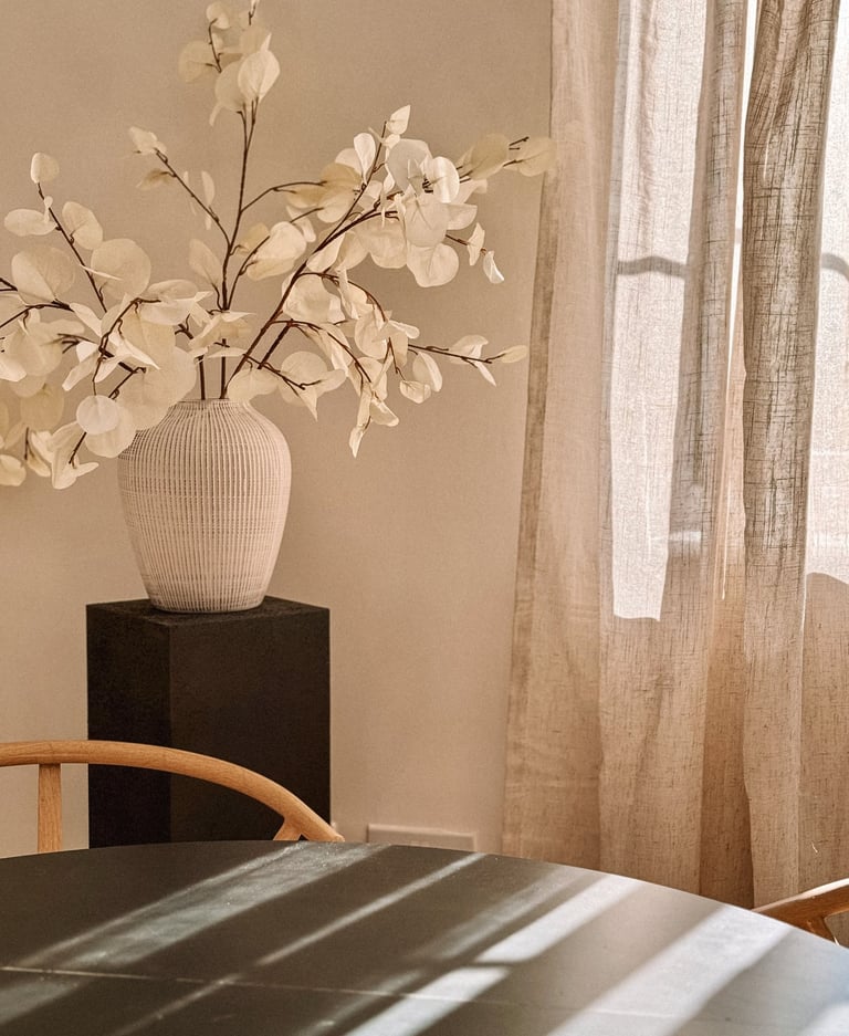 Styled interior space with floral details to enhance property photography