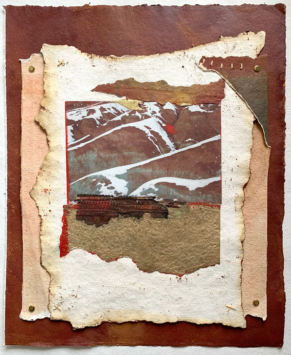 abstract collage with handmade paper