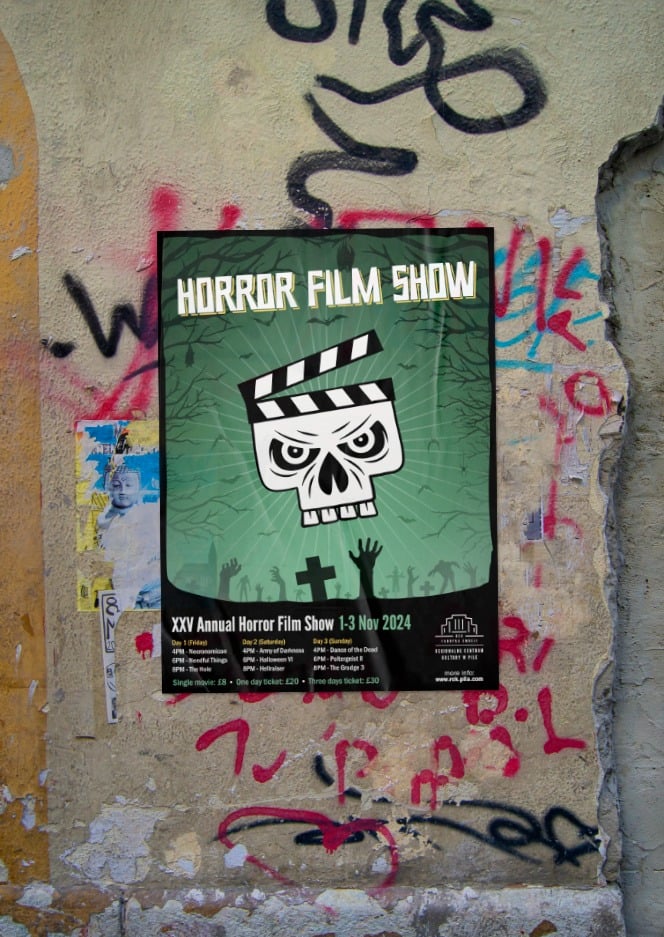 Horror Film Show poster on the wall
