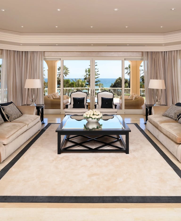 Sea view living room in Marbella villa