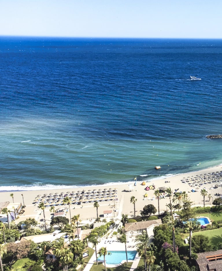Sea view overlooking Marbella's Golden Mile beaches near the luxury villa