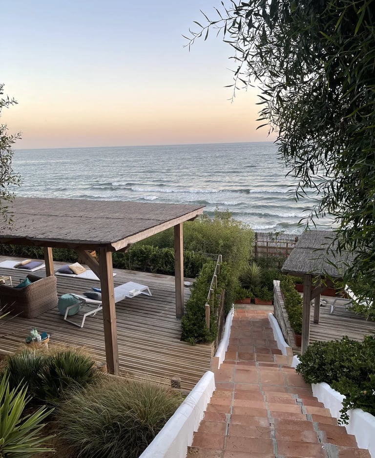 Seafront plot with wooden decking